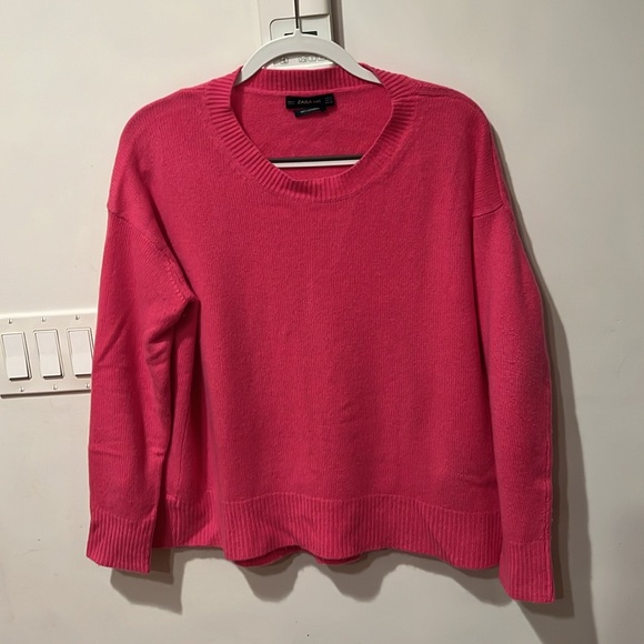 ZARA | Pink Thick Cashmere Sweater Uneven Hem | Size L - Picture 7 of 10